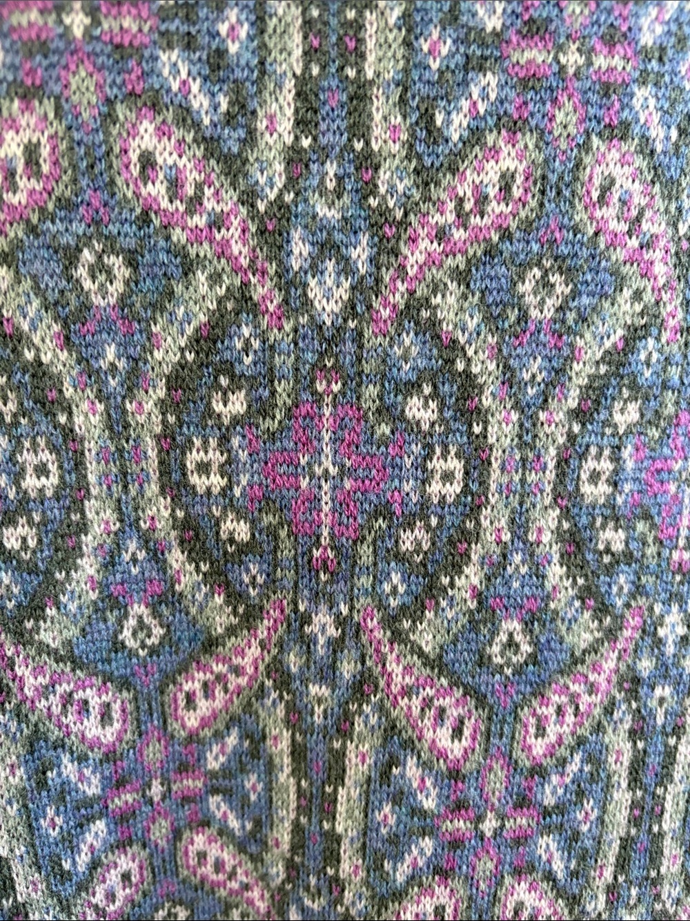 Pendleton Zippered Wool Cardigan Sweater Purple Paisley Size Large - Picture 7 of 9